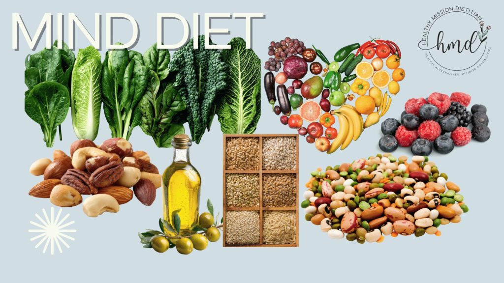 Image of the brain healthy food groups emphasized by the MIND diet